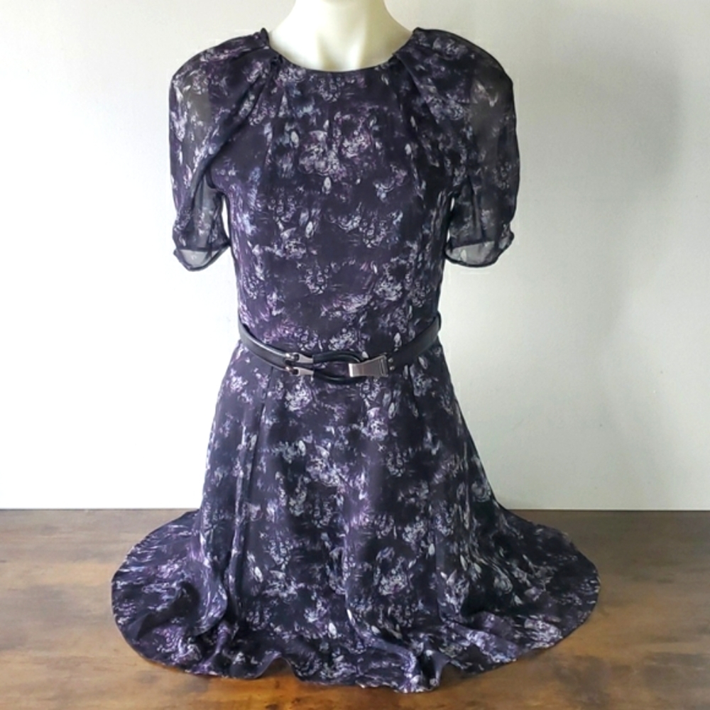 Lion Animal Print Peasant Poof Sleeve Backless Dress